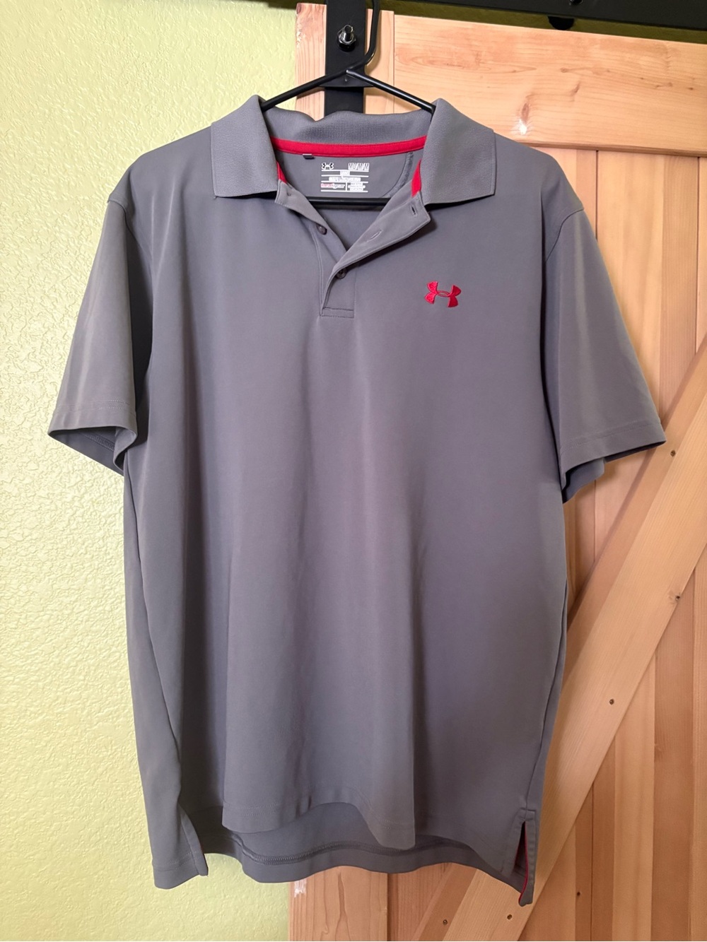 Under Armour Men’s Gray Polo Shirt with Red Logo